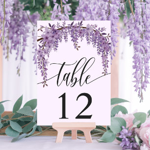 Gebogene Wisteria-Zweig Florale Gartenhochzeit Tischnummer