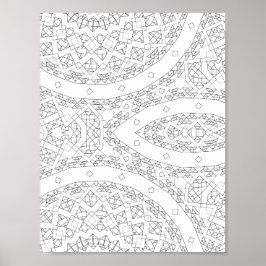 Gebogenes geometrisches Muster Malvorlage Kunst Poster
