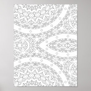 Gebogenes geometrisches Muster Malvorlage Kunst Poster