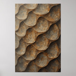Gebogenes Mosaikfliesenmuster: Erdige Geometrie Poster