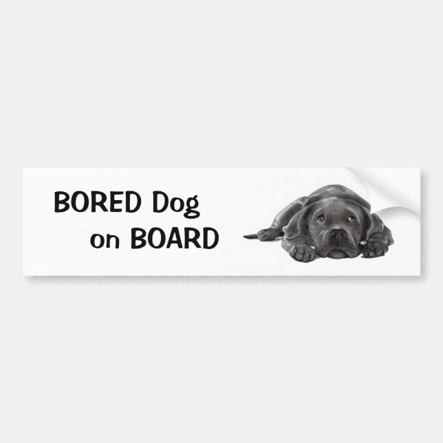 GEBOHRTER HUND AN BORD: Bleistift-Kunst Autoaufkleber (Vorne)