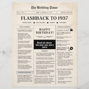 Geboren 1937 Mock Newspaper sepia