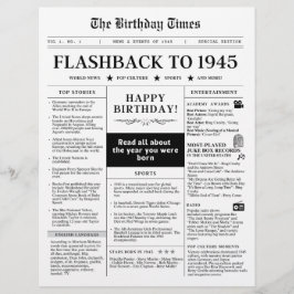 Geboren 1945 Schwarz-Weiß-Mock-Zeitung