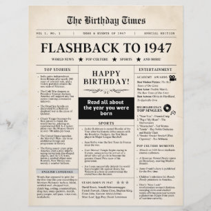 Geboren 1947 Mock Newspaper sepia