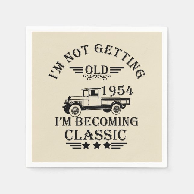 geboren 1954 Vintage Geburtstagsparty Serviette (Vorderseite)