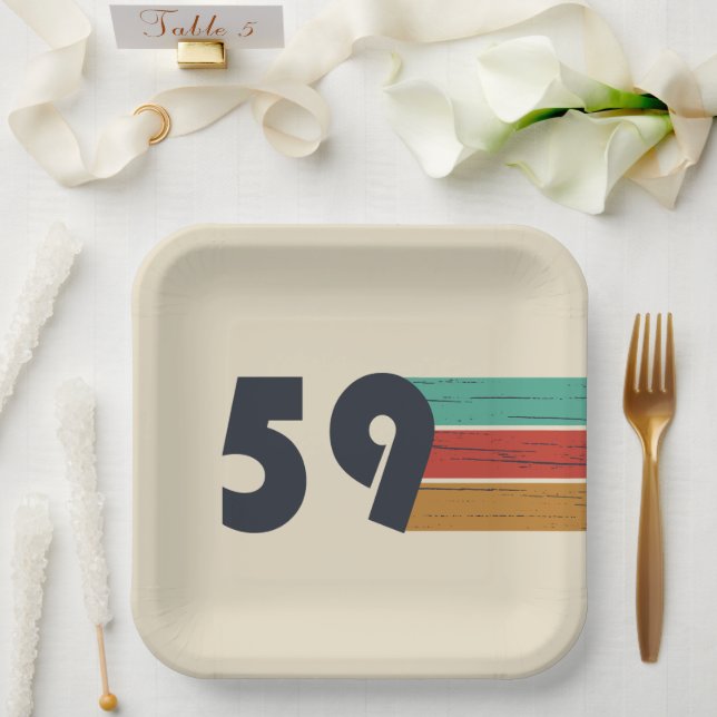 geboren 1959 Vintager Geburtstag Pappteller (Hochzeit)