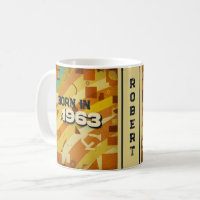 Geboren 1963 Name Tasse - 60er Retro Geometric Des