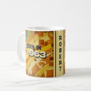Geboren 1963 Name Tasse - 60er Retro Geometric Des