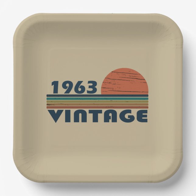 Geboren 1963 Vintager Geburtstag Pappteller (Vorderseite)