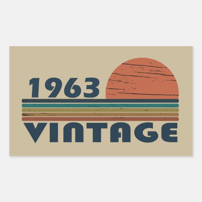 Geboren 1963 Vintager Geburtstag Rechteckiger Aufkleber (Vorderseite)