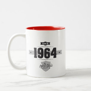 Geboren 1964 (Dunkel- und Hellgrau) Zweifarbige Tasse