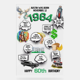 Geboren 1964 Fun Facts Birthday Akryllische Signat Acrylschild