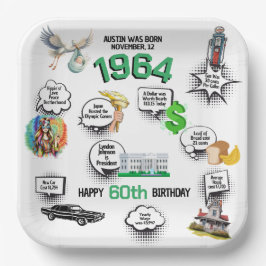 Geboren 1964 Fun Facts Birthday Pappteller
