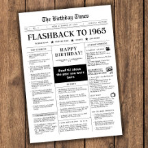 Geboren 1965 Schwarz-Weiß-Mock-Zeitung