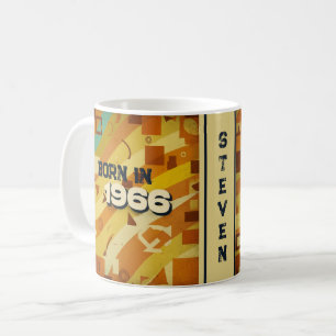 Geboren 1966 Name Tasse - 60er Retro Geometric Des