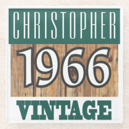 Geboren 1966 Personalisierter Untersetzer aus Glas