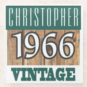 Geboren 1966 Personalisierter Untersetzer aus Glas