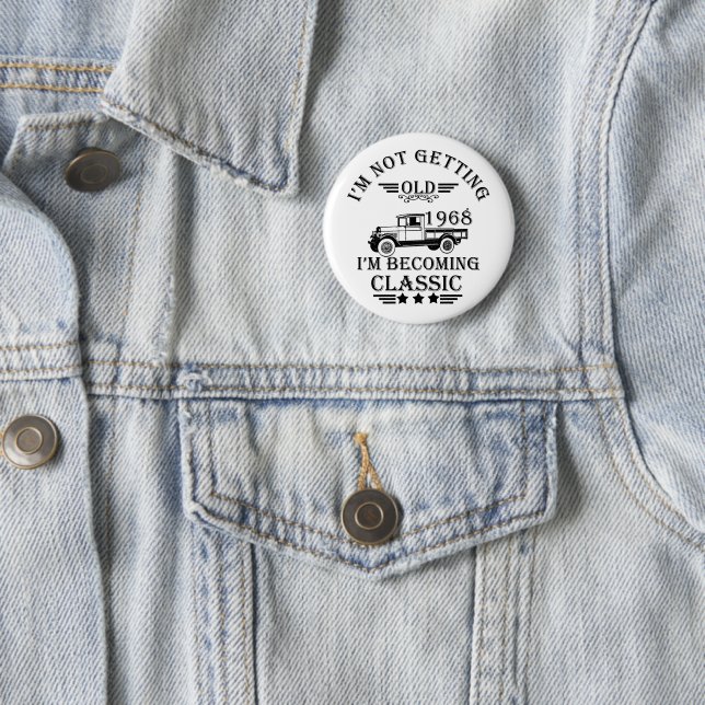 geboren 1968 Vintage Geburtstagsgeschenke Button (Beispiel)