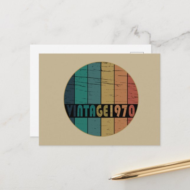 Geboren 1970 Vintage Geburtstagsgeschenke Feiertagspostkarte (Vorderseite/Rückseite Beispiel)