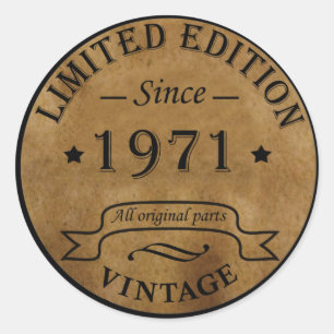 Geboren 1971 Vintager Geburtstag Runder Aufkleber
