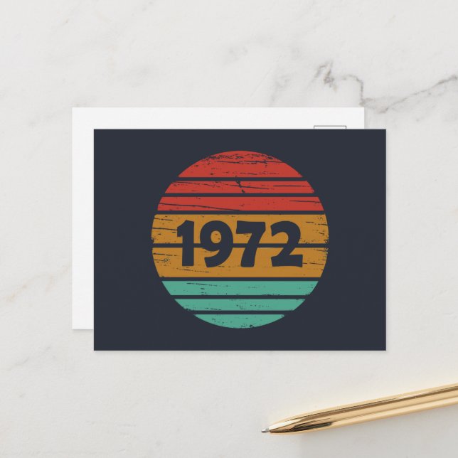 Geboren 1972 Vintager Geburtstag Feiertagspostkarte (Vorderseite/Rückseite Beispiel)