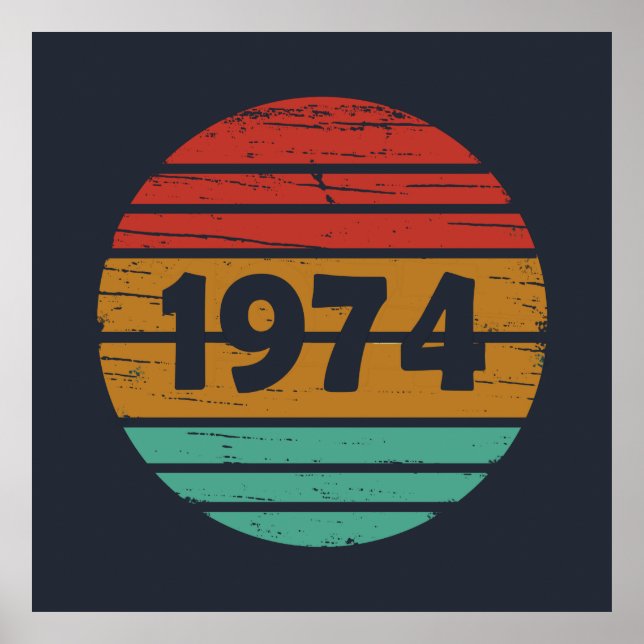 Geboren 1974 Vintage Geburtstagsparty Poster (Vorne)