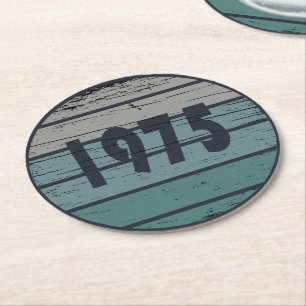 geboren 1975 Vintag 50. Geburtstagsgeschenk Runder Pappuntersetzer