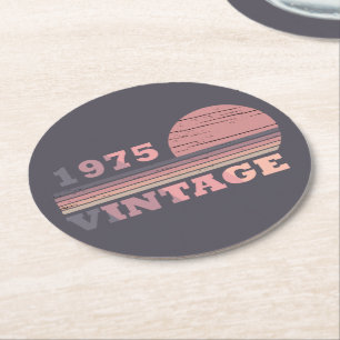 geboren 1975 Vintage 50. Geburtstagsparty Runder Pappuntersetzer