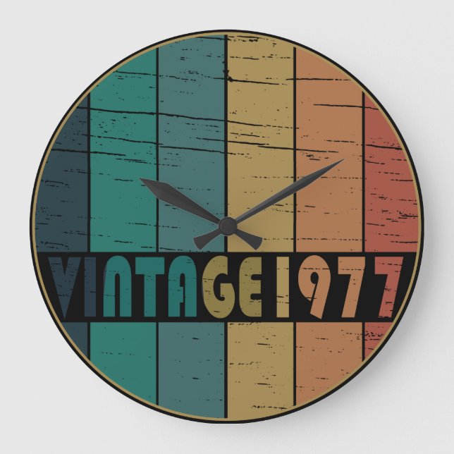 Geboren 1977 Vintager Geburtstag Große Wanduhr (Vorderseite)