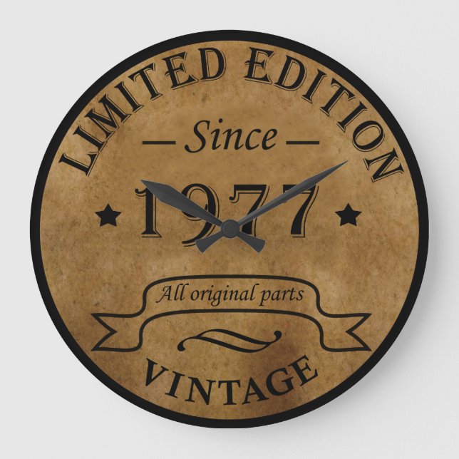 Geboren 1977 Vintager Geburtstag Große Wanduhr (Vorderseite)