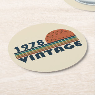 Geboren 1978 Vintages Geburtstagsgeschenk Runder Pappuntersetzer