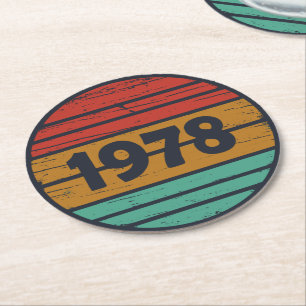 Geboren 1978 Vintages Geburtstagsgeschenk Runder Pappuntersetzer