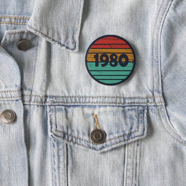 Geboren 1980 Vintage Geburtstagsgeschenke Button (Beispiel)