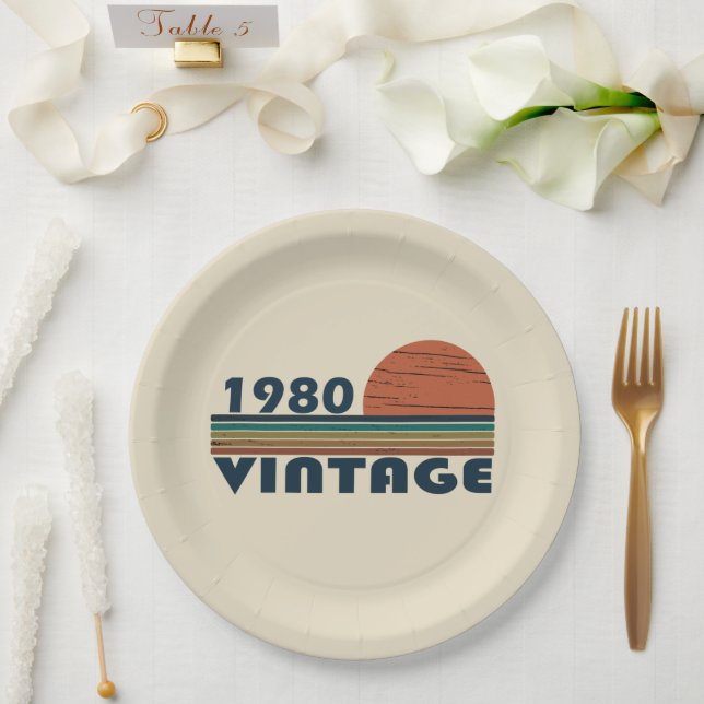 Geboren 1980 Vintage Geburtstagsgeschenke Pappteller (Hochzeit)