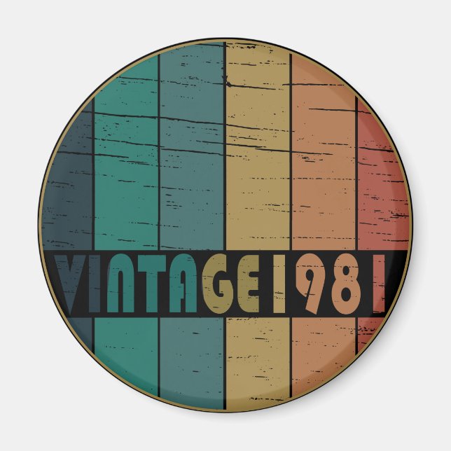 Geboren 1981 klassischer Retro-Sonnenuntergangskre Magnet (Vorne)