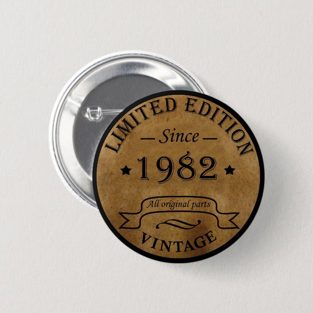 Geboren 1982 Vintager Geburtstag Button (Vorne & Hinten)