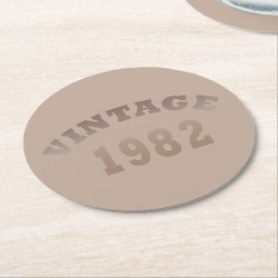 Geboren 1982 Vintager Geburtstag Runder Pappuntersetzer