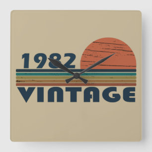 Geboren 1982 Vintages Geburtstagsgeschenk Quadratische Wanduhr