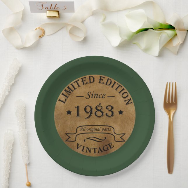 Geboren 1983 Vintages Geburtstagsgeschenk Pappteller (Hochzeit)