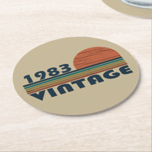 Geboren 1983 Vintages Geburtstagsgeschenk Runder Pappuntersetzer