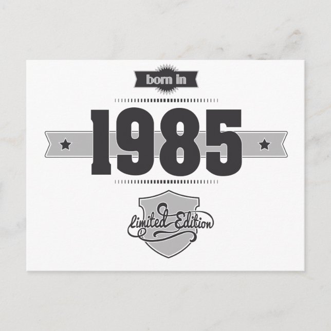 Geboren 1985 (Dark&Lightgrey) Postkarte (Vorderseite)