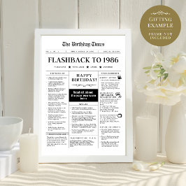 Geboren 1986 Fun Black and White Newspaper