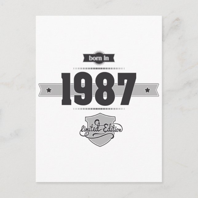 Geboren 1987 (Dark&Lightgrey) Postkarte (Vorderseite)