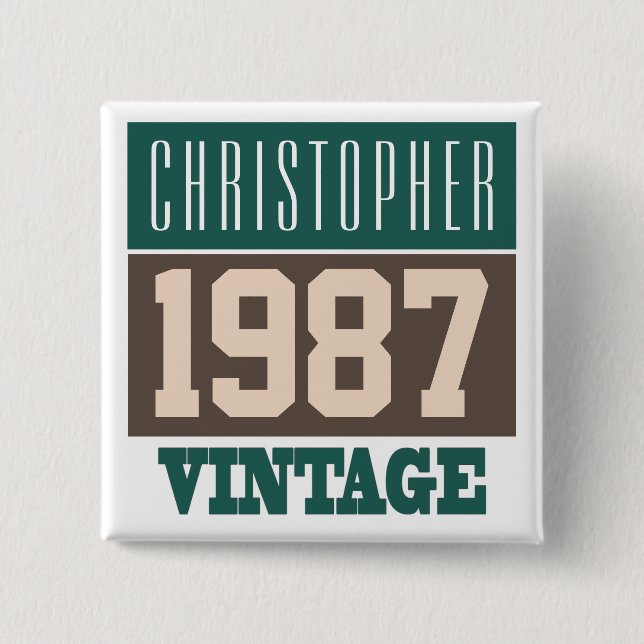 Geboren 1987, Personalisiertes Geschenk Button (Vorderseite)