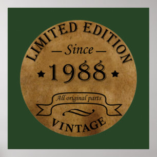 geboren 1988 Vintager Geburtstag Poster