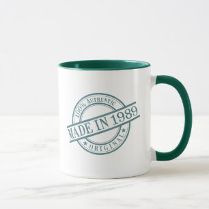 Geboren 1989 Grüne Runde Gummi Briefmarke Tasse