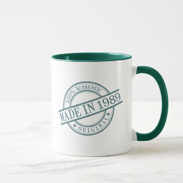Geboren 1989 Grüne Runde Gummi Briefmarke Tasse (Rechts)
