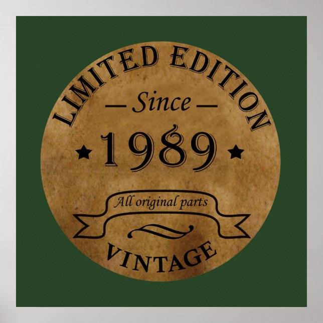geboren 1989 Vintager Geburtstag Poster (Vorne)