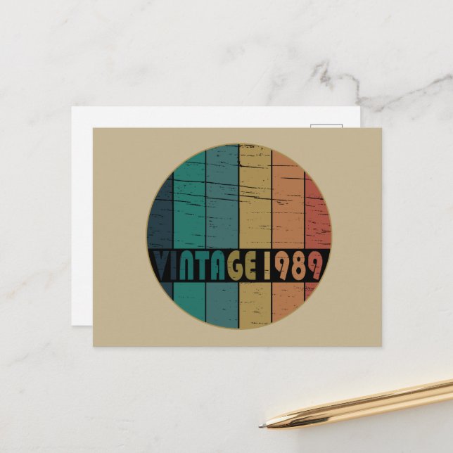 Geboren 1989 Vintages Geburtstagsgeschenk Feiertagspostkarte (Vorderseite/Rückseite Beispiel)