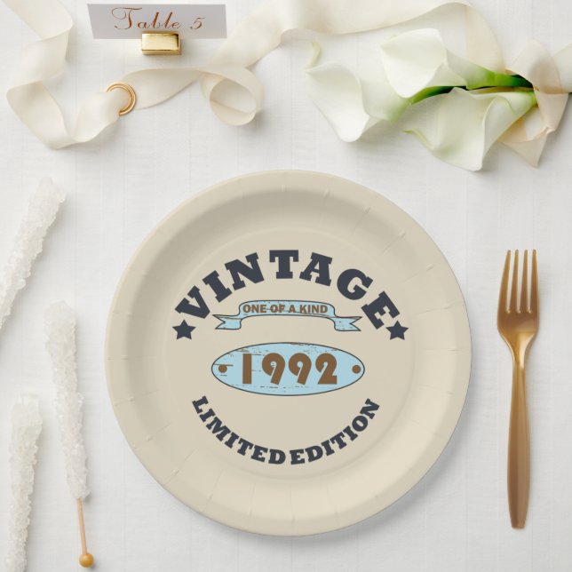 geboren 1992 Vintage Geburtstagsgeschenke Pappteller (Hochzeit)